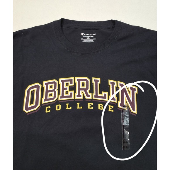 New Oberlin College Shirt TShirt Mens XL Champion Black - Picture 2 of 7
